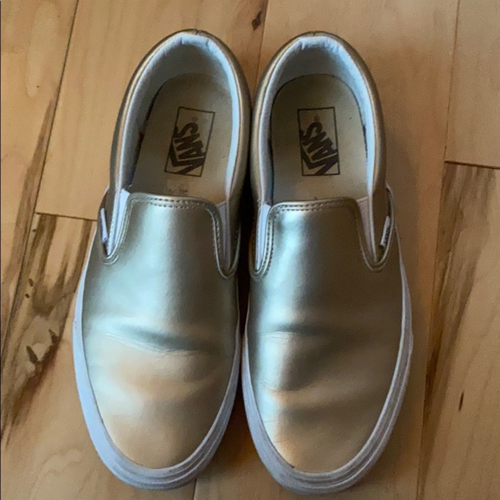 Gold Vans Slip On